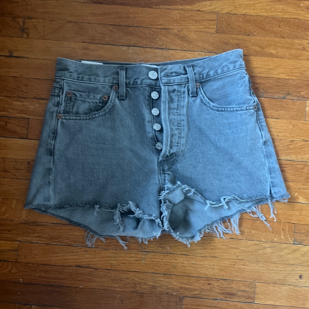 AGOLDE gray denim cutoff shorts